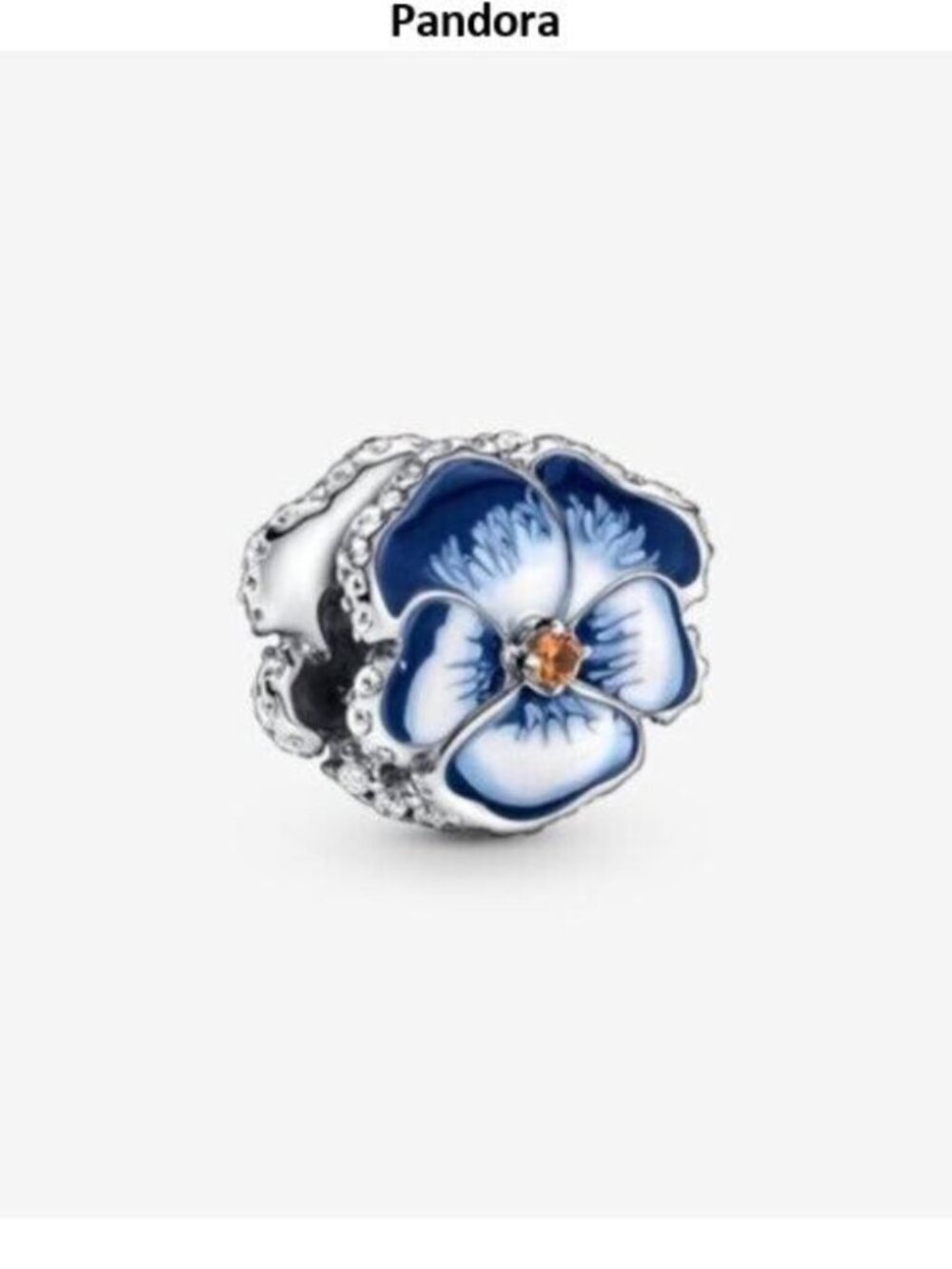 Pandora Blue Pansy Flower Charm